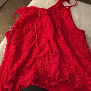 Elegant Red Lace Women's Top